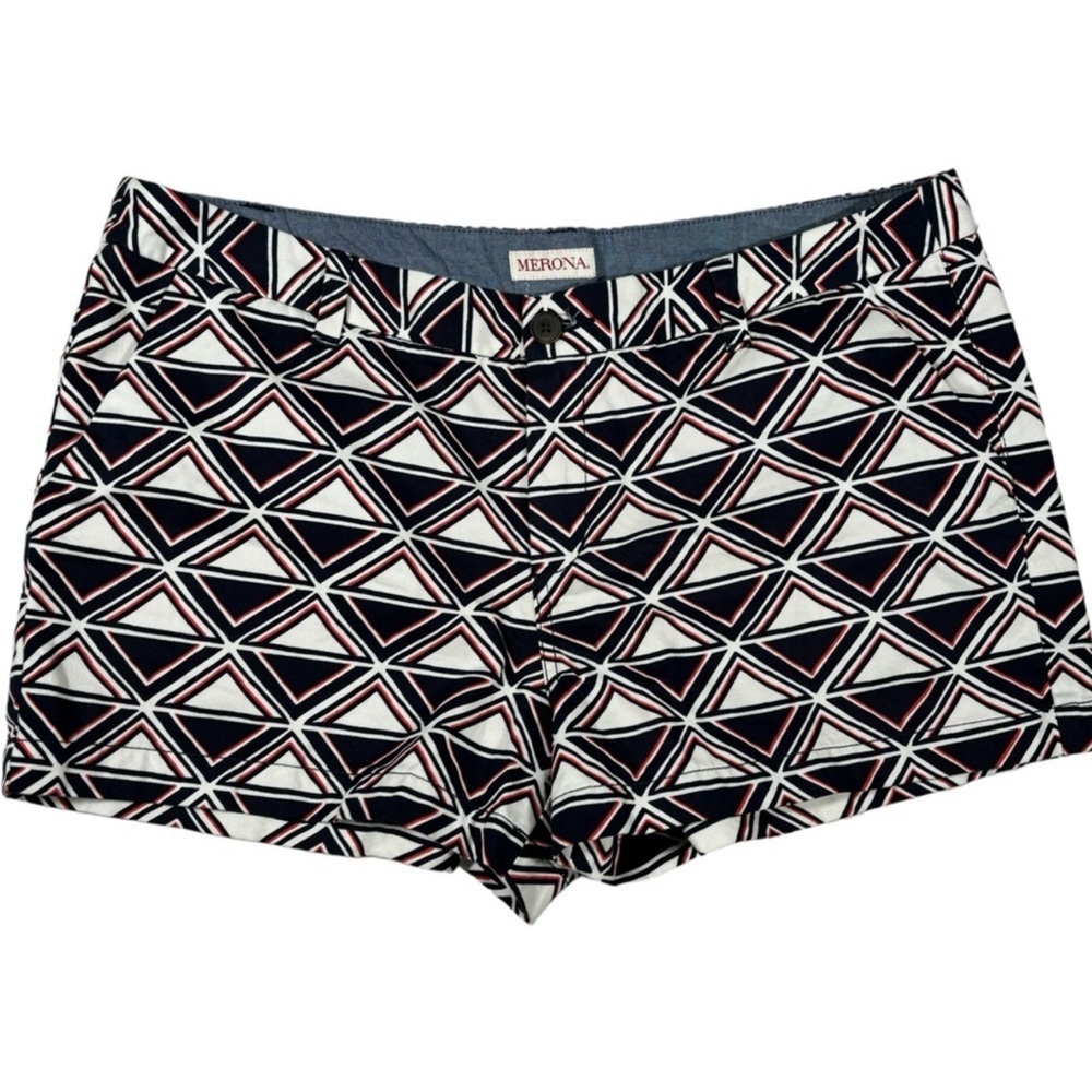 Merona Shorts Geometric Print Shorts Sz 14 Nautical Preppy 4th of July Americana